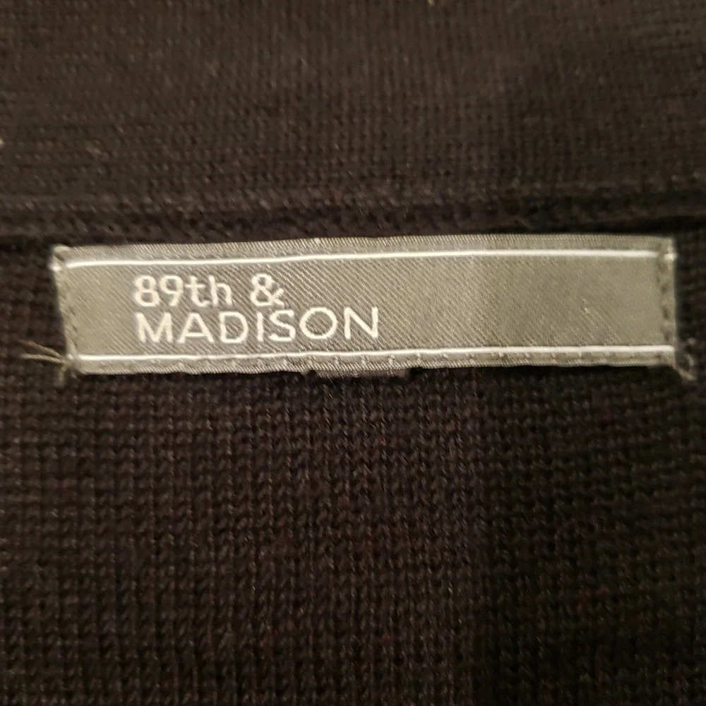 89th & Madison Black Knit Cable Wave Cardigan Sweater Size‎ L